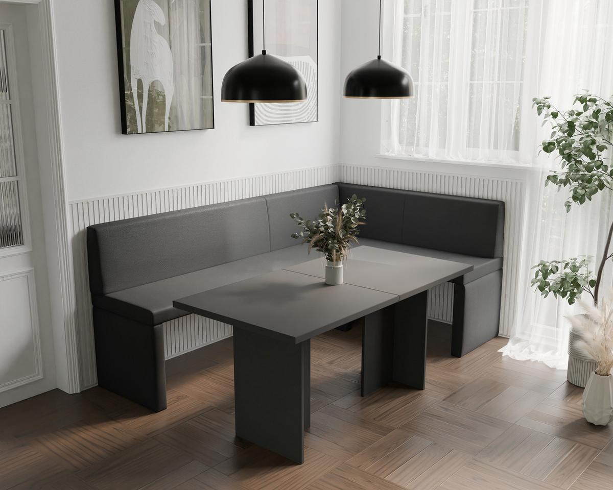 ECKBANK rechts OWEN Kunstleder, 142/196 cm Anthrazit - Anthrazit, Holz/Kunststoff (142/196cm) - Idohome