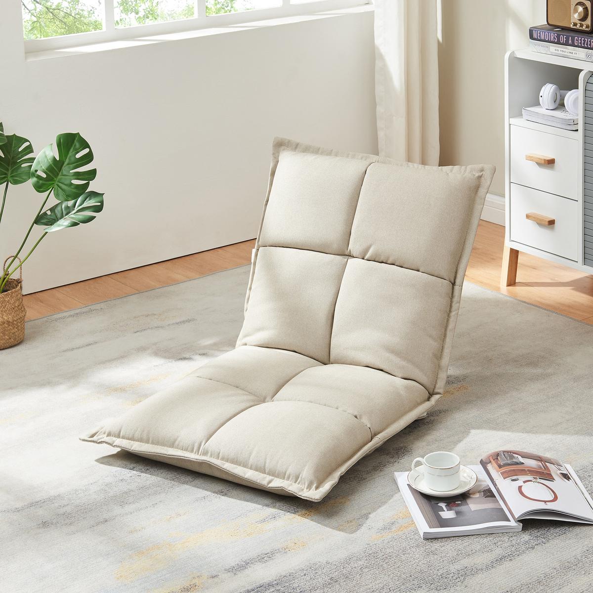 BODENSTUHL-SET 2 TLG. Deinze - Beige, Textil (110/11/55cm) - [en.casa]