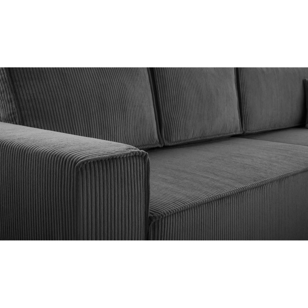 WOHNLANDSCHAFT Parys U mit Schlaffunktion dunkelgrau - Dunkelgrau/Schwarz, Kunststoff/Textil (390/70/185cm) - Beautysofa