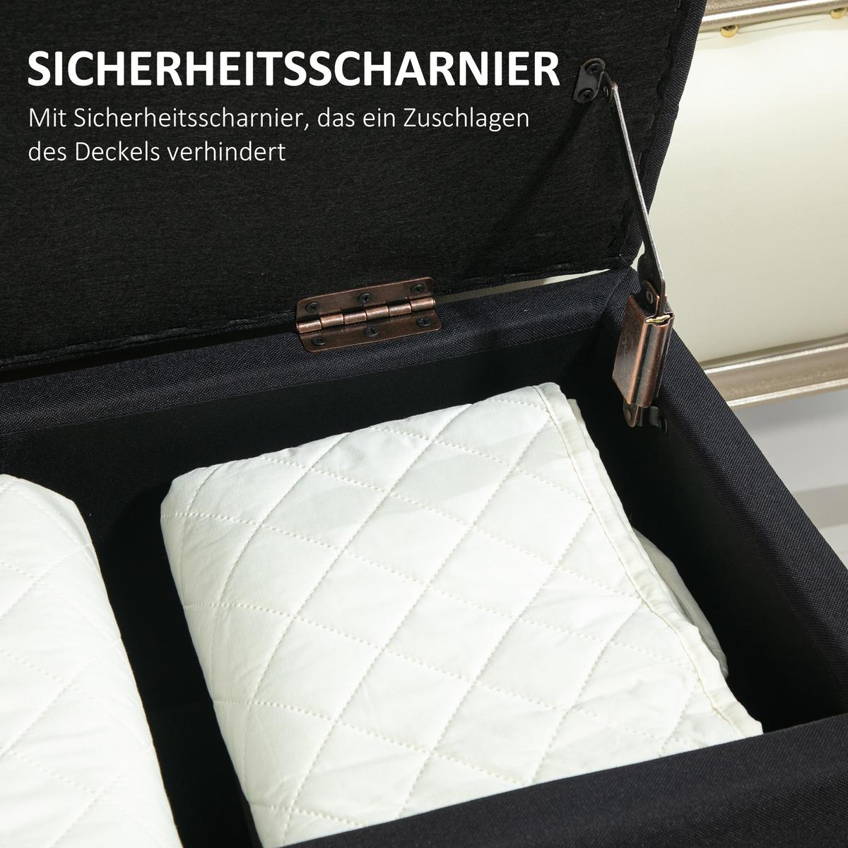 TRUHENBANK Polyester Holz Schwarz - Schwarz, Holz/Kunststoff (40/44/100cm) - HOMCOM