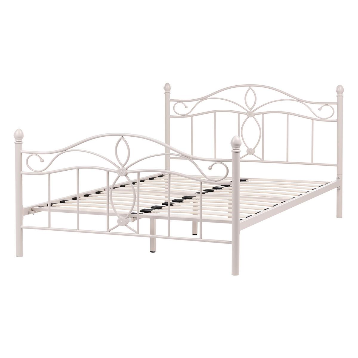 BETT mit Lattenrost 140/200 Stahl Hellbeige Antlia - Beige, Metall (140/200cm) - Beliani