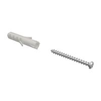 RUNDKOPFSCHRAUBEN 3X30 MM MIT DÜBEL 6X30 MM für Gardinenschiene Primax, Packung 10 Stück - Silberfarben/Weiß, Kunststoff/Metall (3.2/0.6/1cm) - INTERDECO
