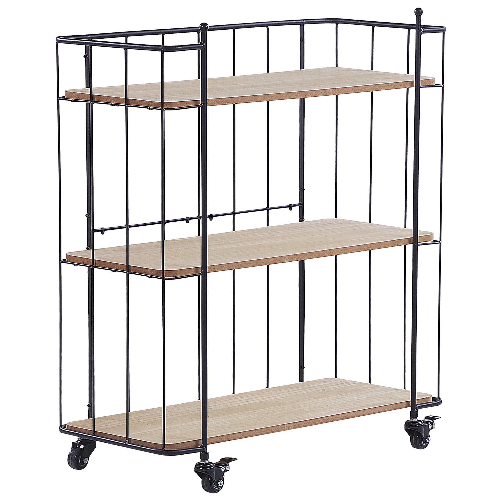 SERVIERWAGEN Heller Holzfarbton Gabbs - Hellbraun/Schwarz, Metall (70/81/29cm) - Beliani
