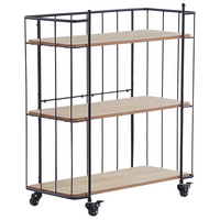 SERVIERWAGEN Heller Holzfarbton Gabbs - Hellbraun/Schwarz, Metall (70/81/29cm) - Beliani