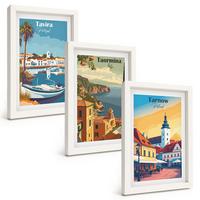 BILDER SET 3er Set - 20x30 cm Weißer Rahmen - Ansichten von Küstenstädten - Weiß, Kunststoff (20/30cm) - TULUP