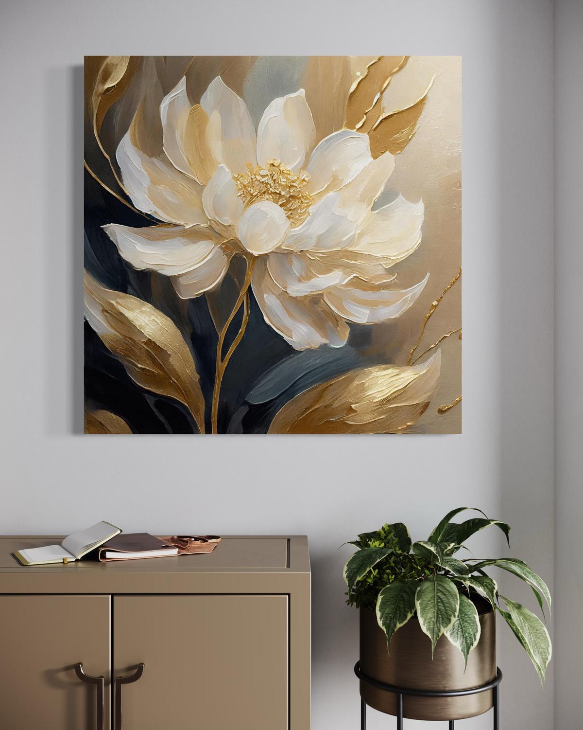 WANDBILD blumen gold glamour - Beige, Textil (30/30cm) - Feeby