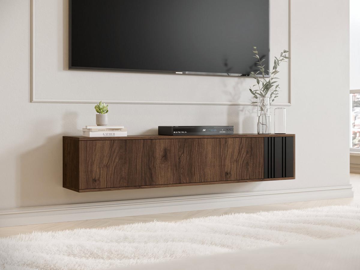TV-LOWBOARD Philippe 150 - Nussbaumfarben/Schwarz, Holzwerkstoff (150/30/31cm) - MIRJAN24