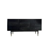 KOMMODE PANAREA, Akazie Massivholz, mit Stauraum, Schwarz, 160 x 42 x 81 cm - Schwarz, Holz/Metall (160/81/42cm) - KADIMA DESIGN