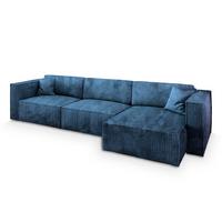 ECKSOFA TOLMO P Blau Kordstoff mit Schlaffunktion - Blau/Grau, Holz/Kunststoff (347/148cm) - MASSENO