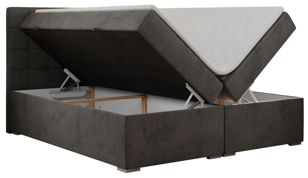 BOXBETT CARMEN 180/200 Dunkelgrau Velvet - H4 - Dunkelgrau, Holz/Textil (180/200cm) - MKS