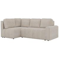 ECKSOFA NESSARO COR L - Beige Cord - Links - Beige/Schwarz, Kunststoff/Textil (151/240cm) - MKS