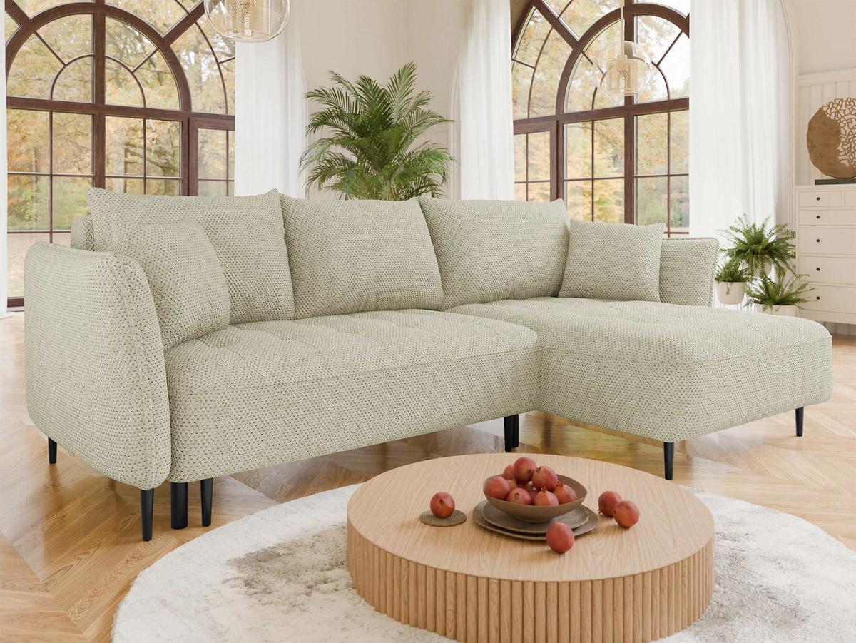 ECKSOFA Bari, Seite: Rechts - Schwarz/Naturfarben, Holz/Textil (276/158cm) - MIRJAN24