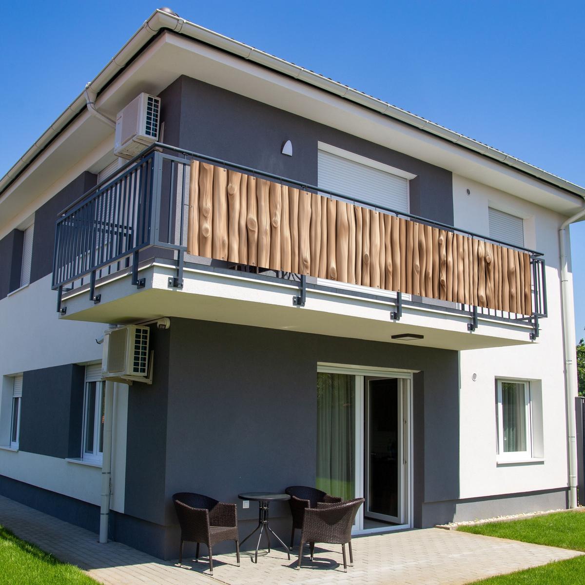 BALKON-SICHTSCHUTZ Holz - Stiel - Hellbraun Deko XXL 500x110 cm - Ahornfarben, Kunststoff (500/110cm) - MuchoWow