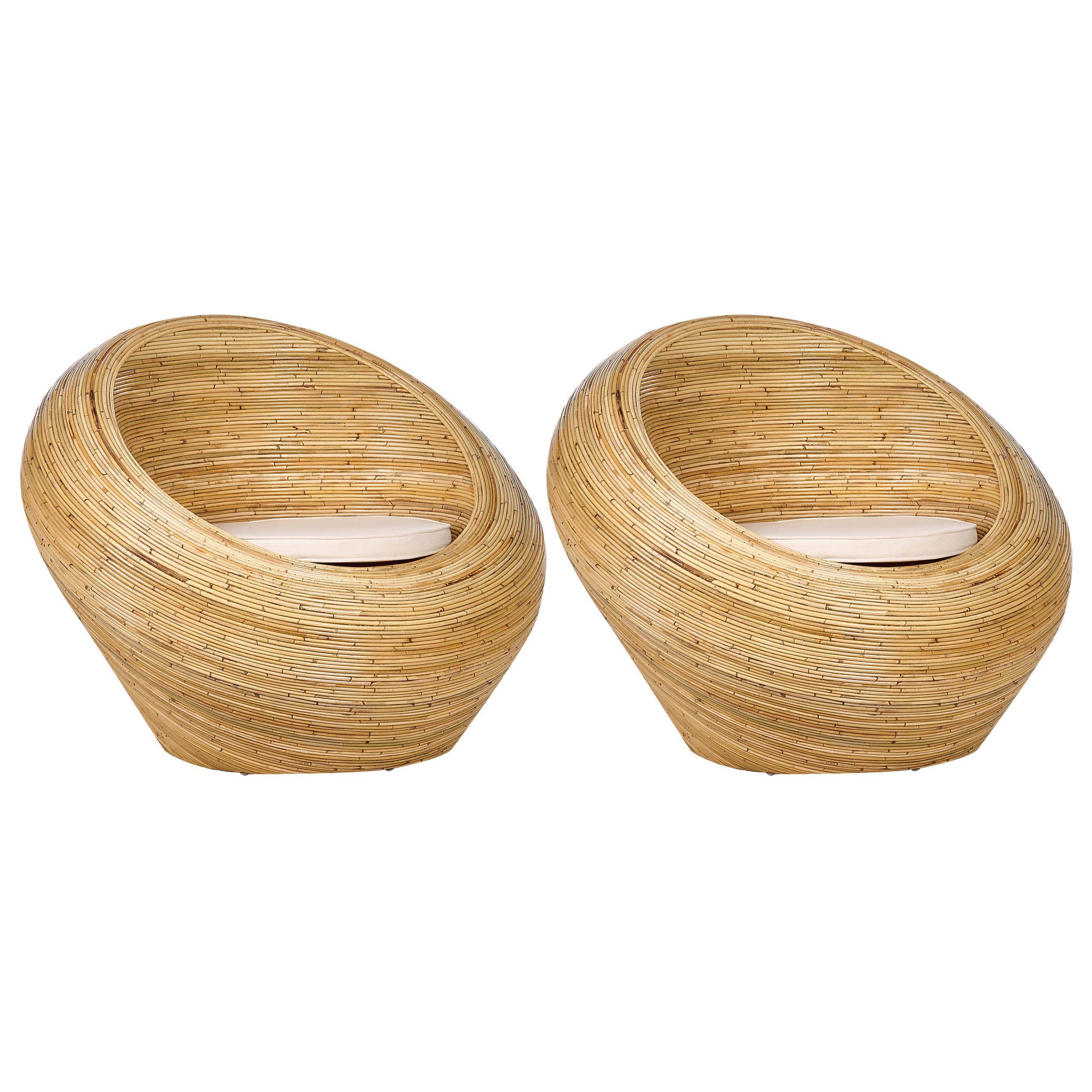 GARTENSTUHL 2er-Set Rattan Natürlich Maiori - Beige/Naturfarben, Naturmaterialien (110/88/110cm) - Beliani