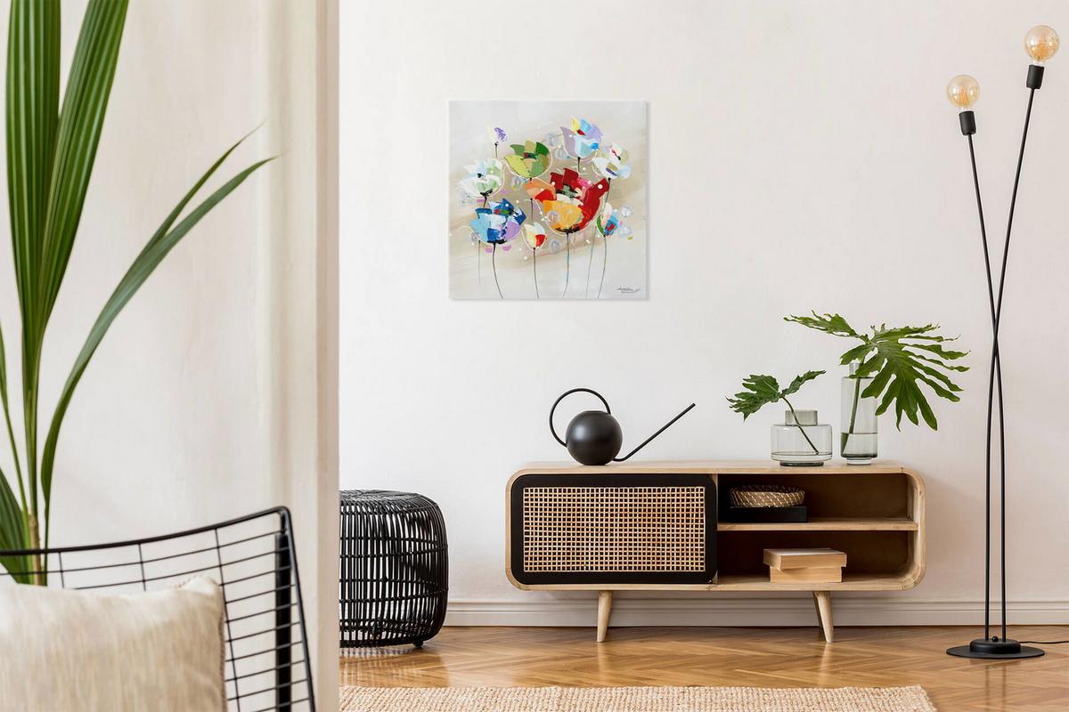 ÖLGEMÄLDE 60/60 cm - Blau/Beige, Holz/Textil (60/60cm) - KUNSTLOFT