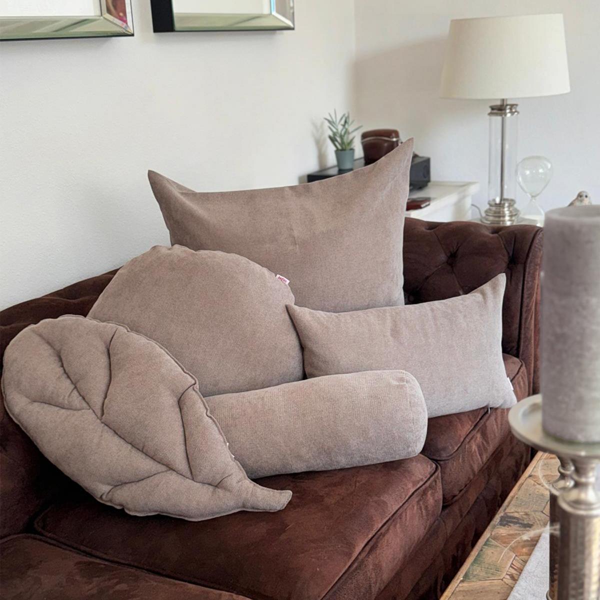 KISSENHÜLLE FarbTon Chenille-Haptik greig-taupe 50/50 cm - Taupe, Textil (50/50cm) - beties Heimtextil