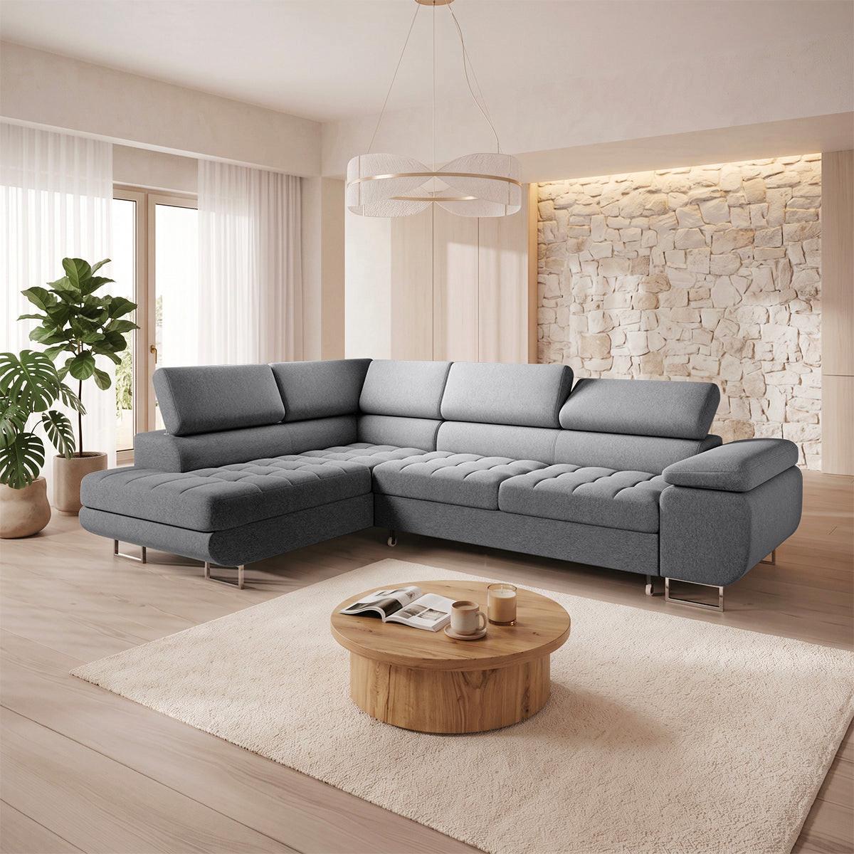 ECKSOFA Eden 4 Sitzplätze Anthrazitgrau - Grau, Textil (335/201cm) - Petits-meubles