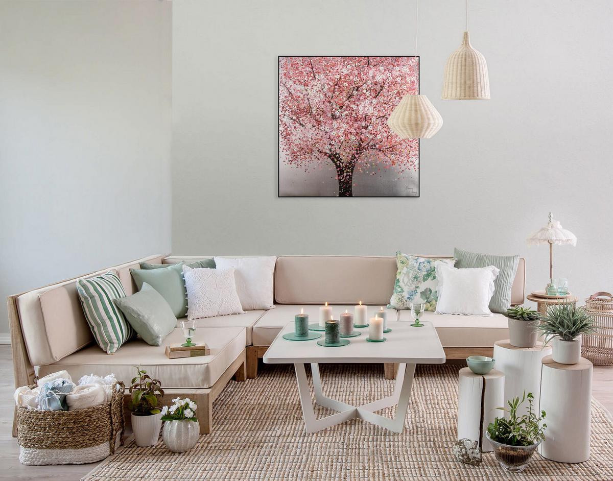 ÖLGEMÄLDE 80/80 cm - Pink, Holz/Textil (80/80cm) - KUNSTLOFT
