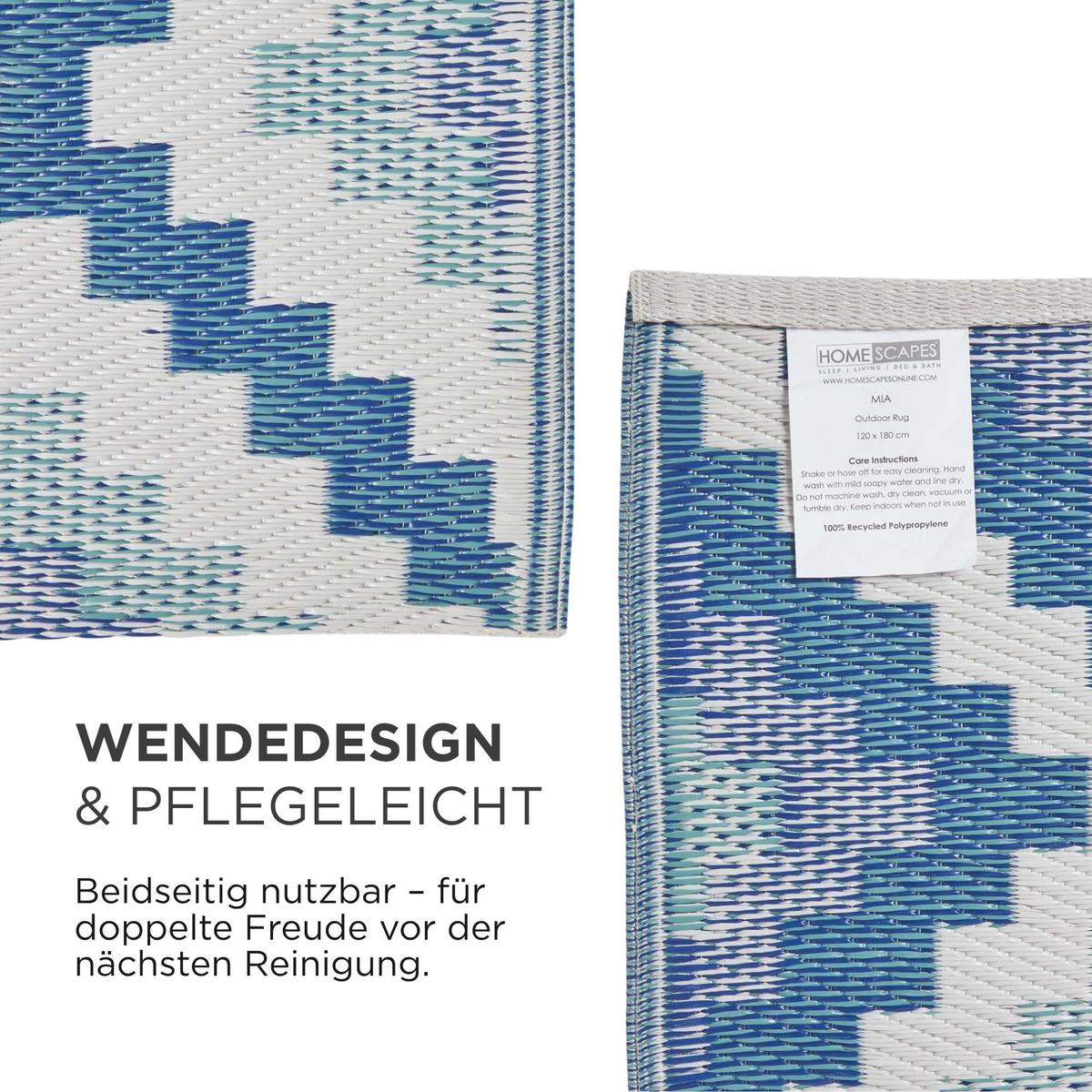 OUTDOORTEPPICH Mia, geometrisch gemustert 120/180 cm - Blau, Kunststoff (120/180cm) - Homescapes