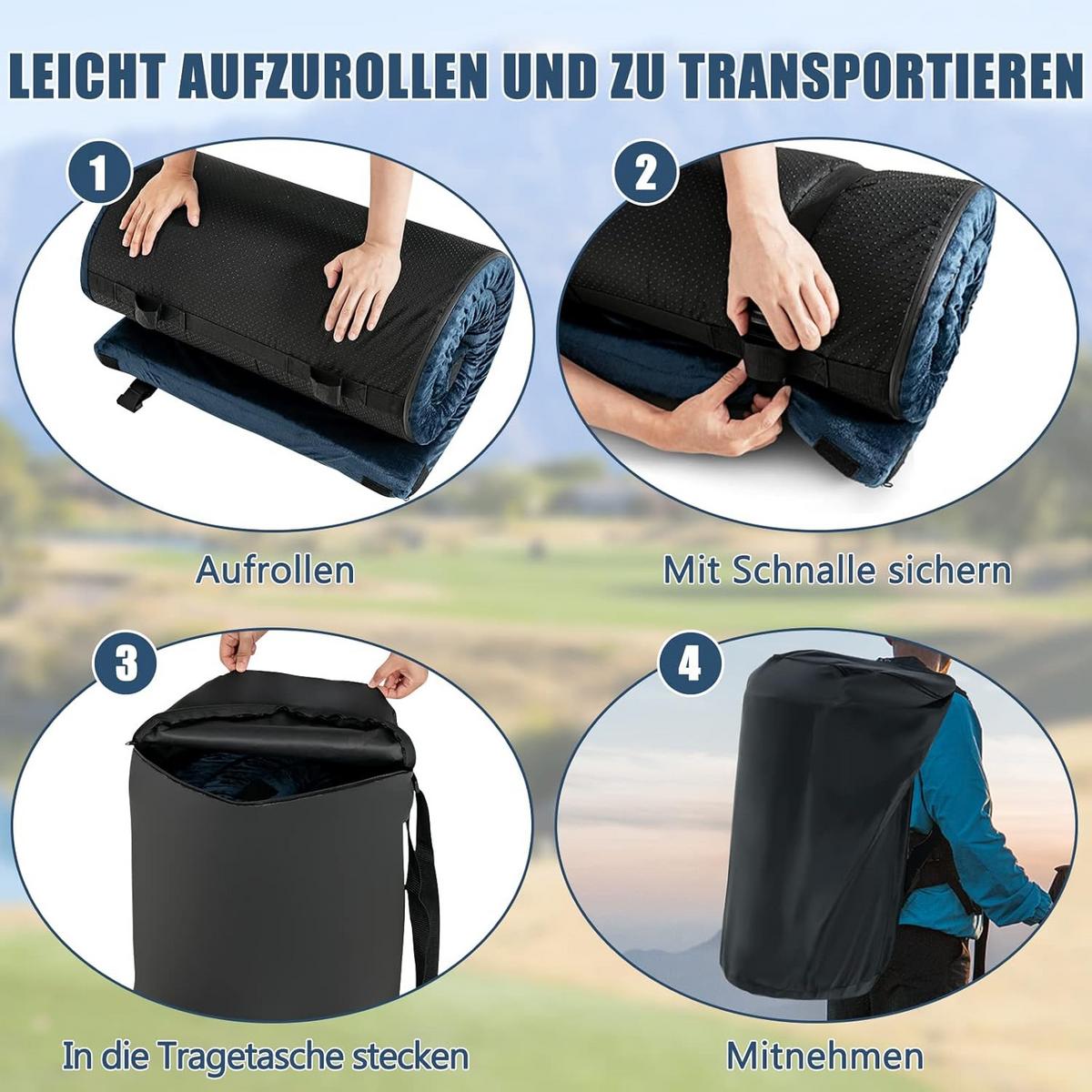 CAMPING MATTRESS Schwarz - Schwarz, Textil - COSTWAY