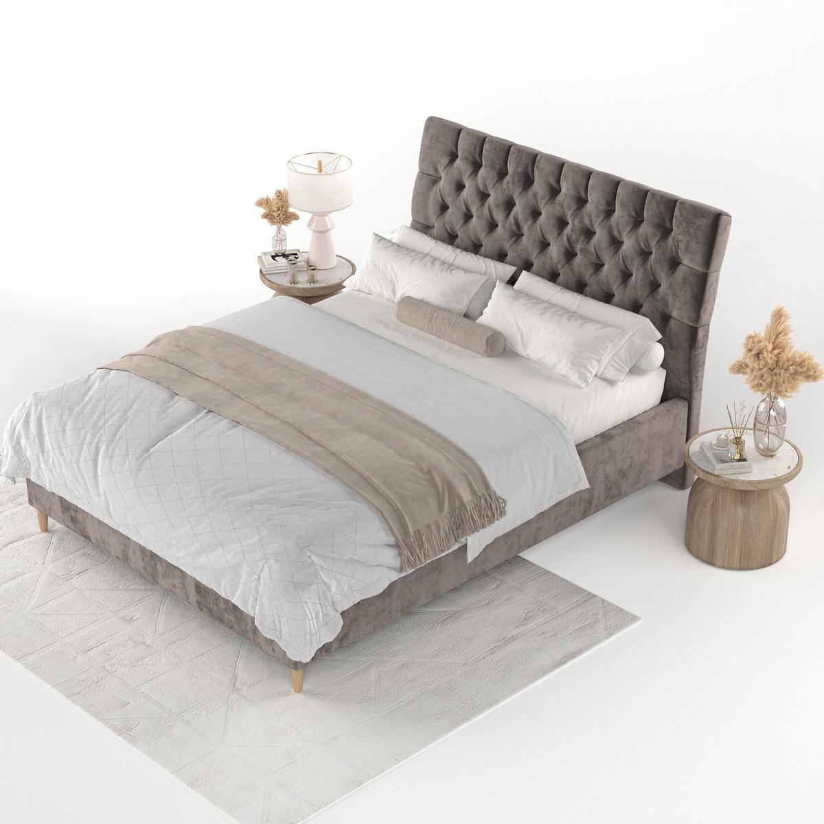 POLSTERBETT Lira 160/200 cm Braun im Lotta Stoff - Naturfarben/Braun, Holz/Holzwerkstoff (160/200cm) - AltaBeds