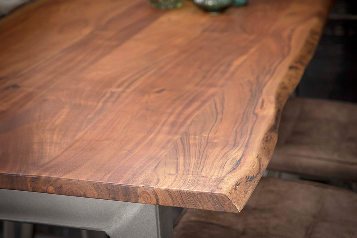 BARTISCH ERGEA Holz Akazie - Zwetschgeholzfarben/Schwarz, Holz/Metall (80/147/92cm) - KAWOLA