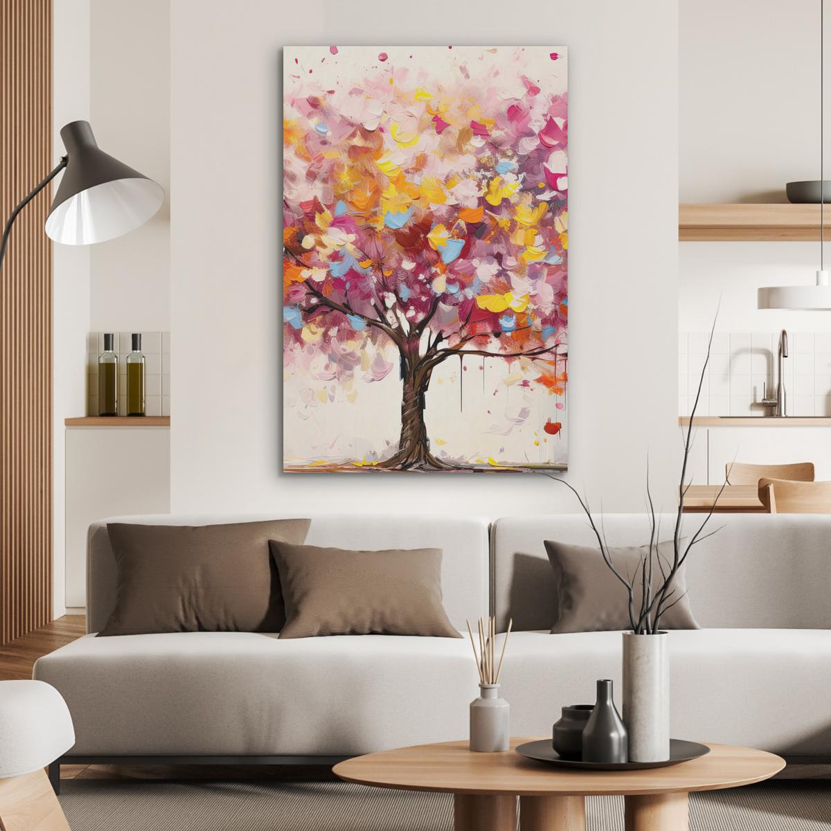 AKUSTIKBILD Aquarell - Baum - Kunst - Abstrakt Wanddeko 60x90 cm - Multicolor, Kunststoff (60/90/0.9cm) - MuchoWow