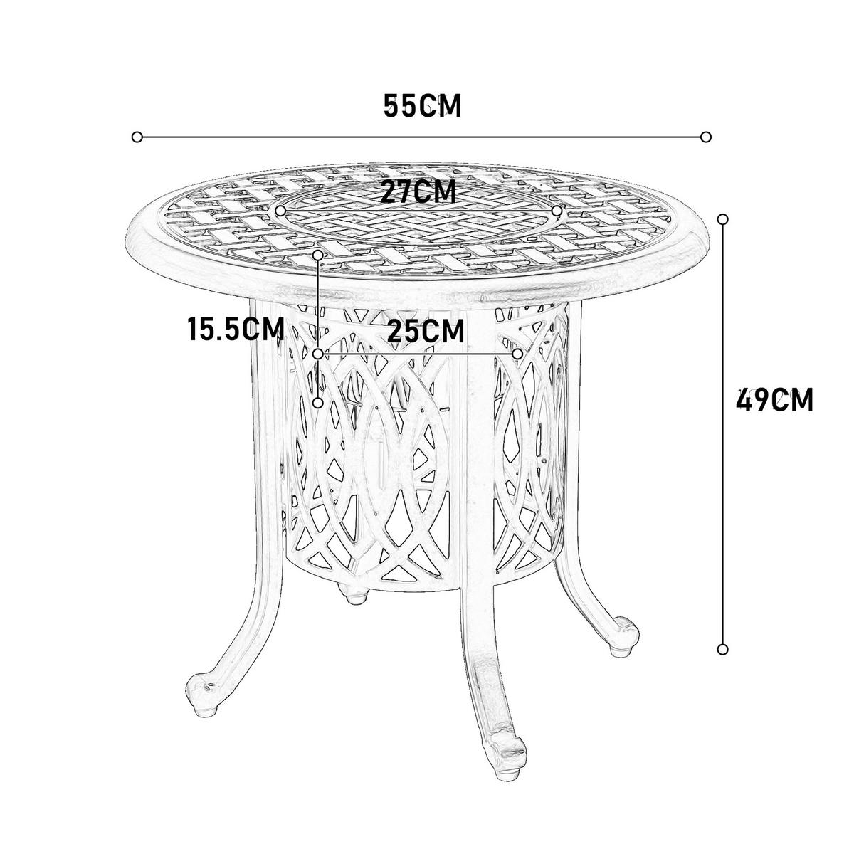GARTEN-BISTROTISCH 55 cm Bronze Aluminium Outdoor Beistelltisch mit integriertem Eiseimer für Terrasse & Balkon - Bronzefarben, Metall (55/55/49cm) - Urban Meuble