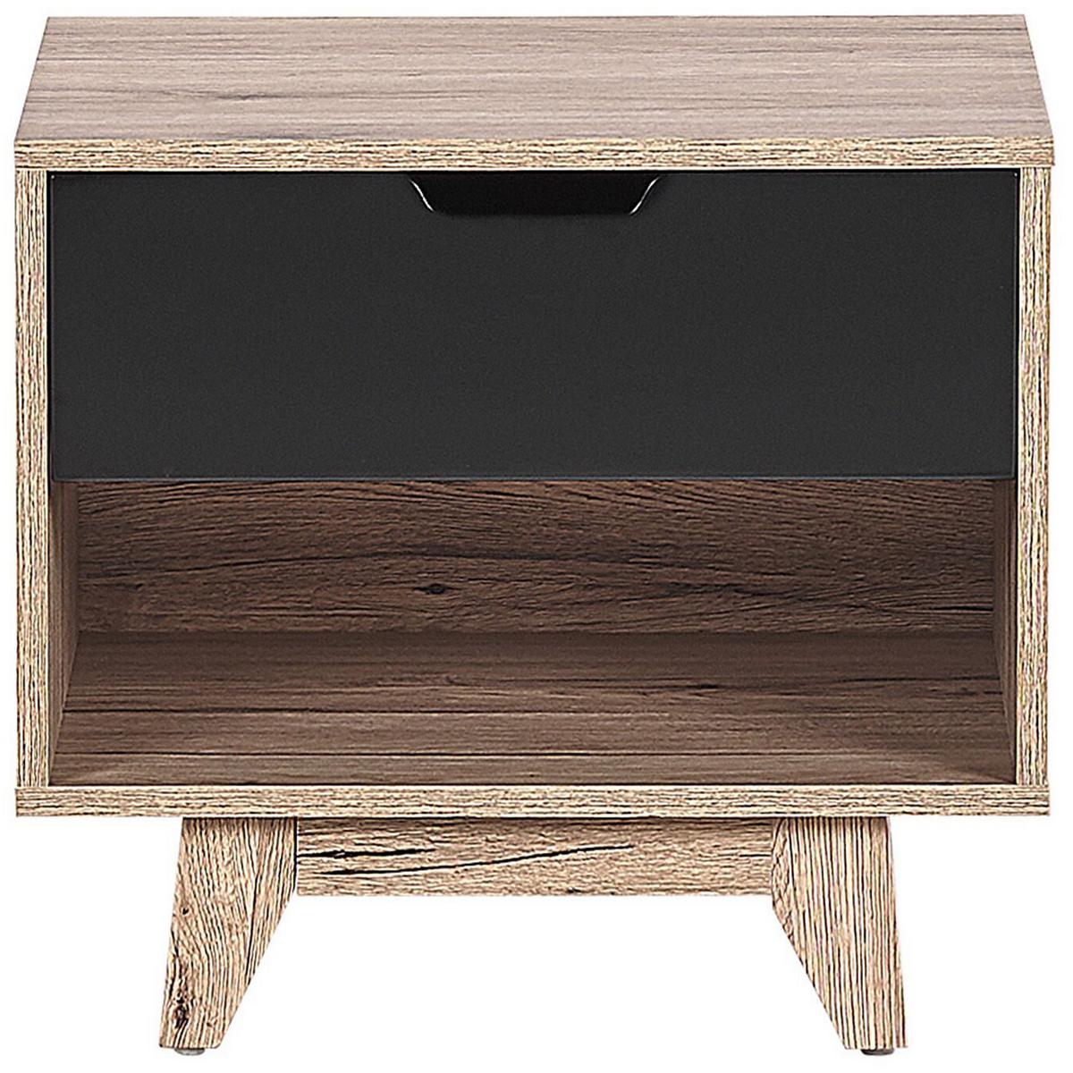 NACHTTISCH heller Holzfarbton/schwarz Spencer - Hellbraun/Schwarz, Holzwerkstoff (50/46/40cm) - Beliani