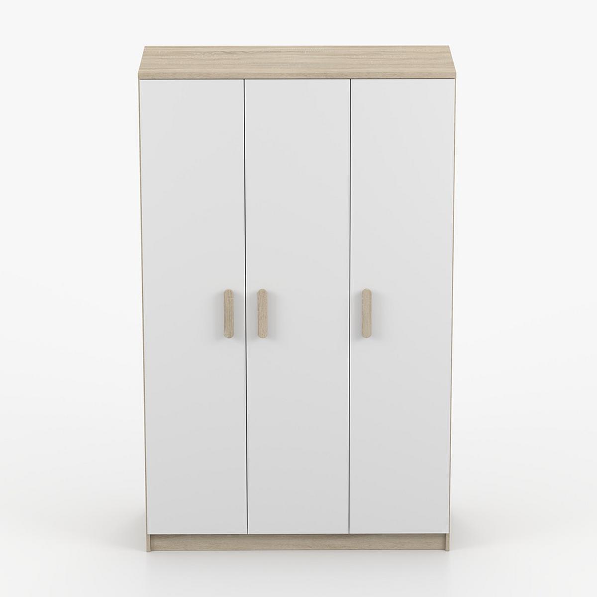 KLEIDERSCHRANK Jonas III 2D 19, 120/192/50, 3-türig, Sonoma-Eiche - Sonoma Eiche, Holzwerkstoff (120/194/50cm) - imoebel24