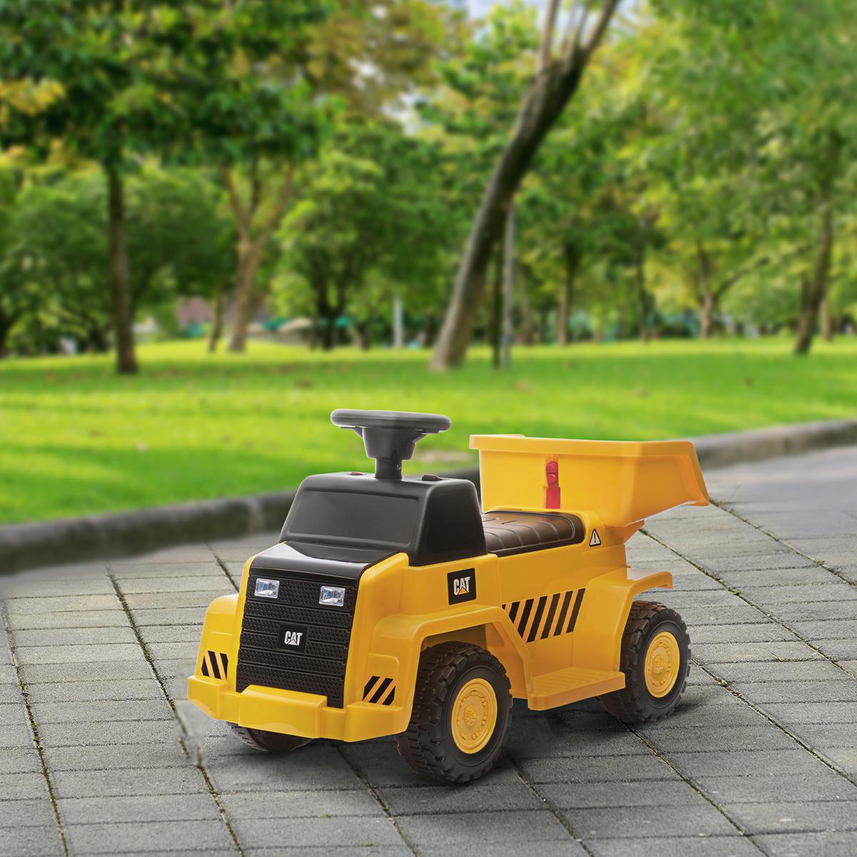 ELEKTRO Kindertraktor, Spielfahrzeug mit Scheinwerfer, Hupe für Kinder 1,5 bis 3 - Gelb, Metall (74.5/36/43.5cm) - HOMCOM