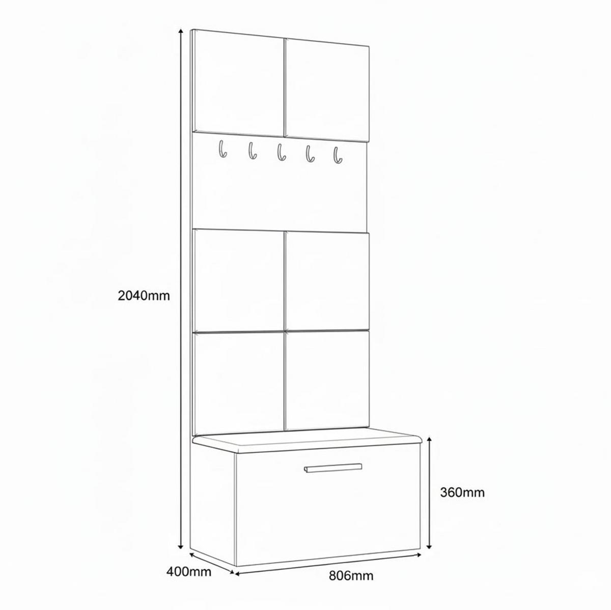 GARDEROBENSCHRANK MODULO 80,6/204/40 cm Modern Garderobe-Set Eiche Artisan - Eiche Artisan/Grau, Holzwerkstoff (80.6/204/40cm) - MASSENO