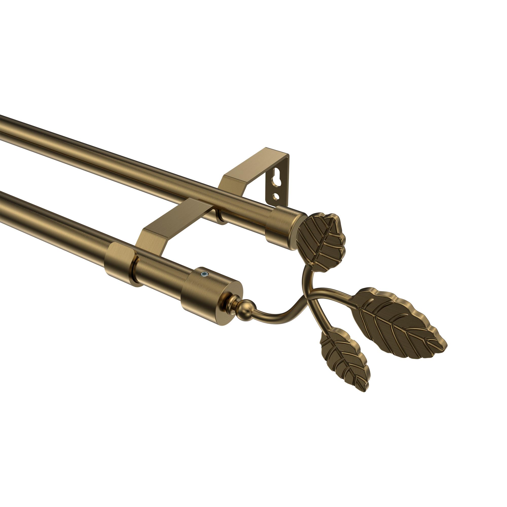 GARDINENSTANGE Olymp Alessia 400 cm (geteilt in 2 x 200 cm), 2-läufig (ohne Ringe), 16 mm Ø Messing Antik - Messingfarben/Bronzefarben, Metall (400cm) - INTERDECO