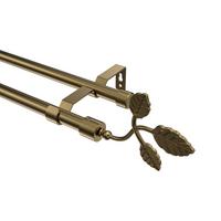 GARDINENSTANGE Olymp Alessia 260 cm (geteilt in 2 x 130 cm), 2-läufig (ohne Ringe), 16 mm Ø Messing Antik - Messingfarben/Bronzefarben, Metall (260cm) - INTERDECO