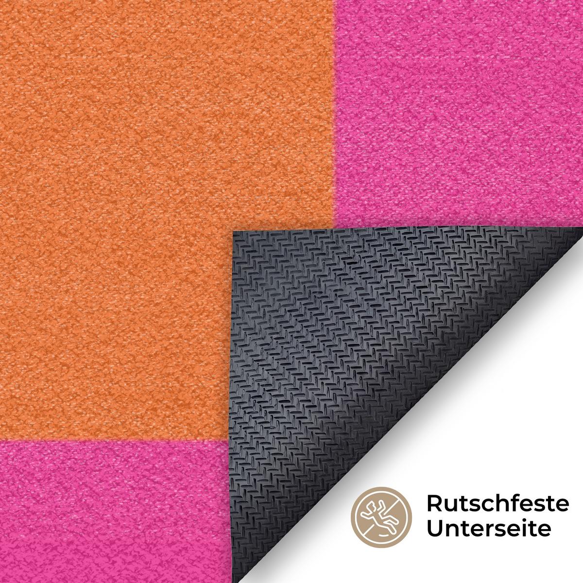 FUSSMATTE Schachbrettmuster - Orange - Rosa - Blöcke Schmutzfangmatte 150x90 cm - Pink, Kunststoff (150/0.4cm) - MuchoWow
