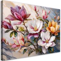 WANDBILD magnolien bunte blumen marmor - Multicolor, Textil (60/40cm) - Feeby