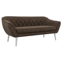 3-SITZER-SOFA PIRS - Braun Velvet - Weiße Beine - Dunkelbraun/Braun, Holzwerkstoff/Textil (180/75/74cm) - MKS