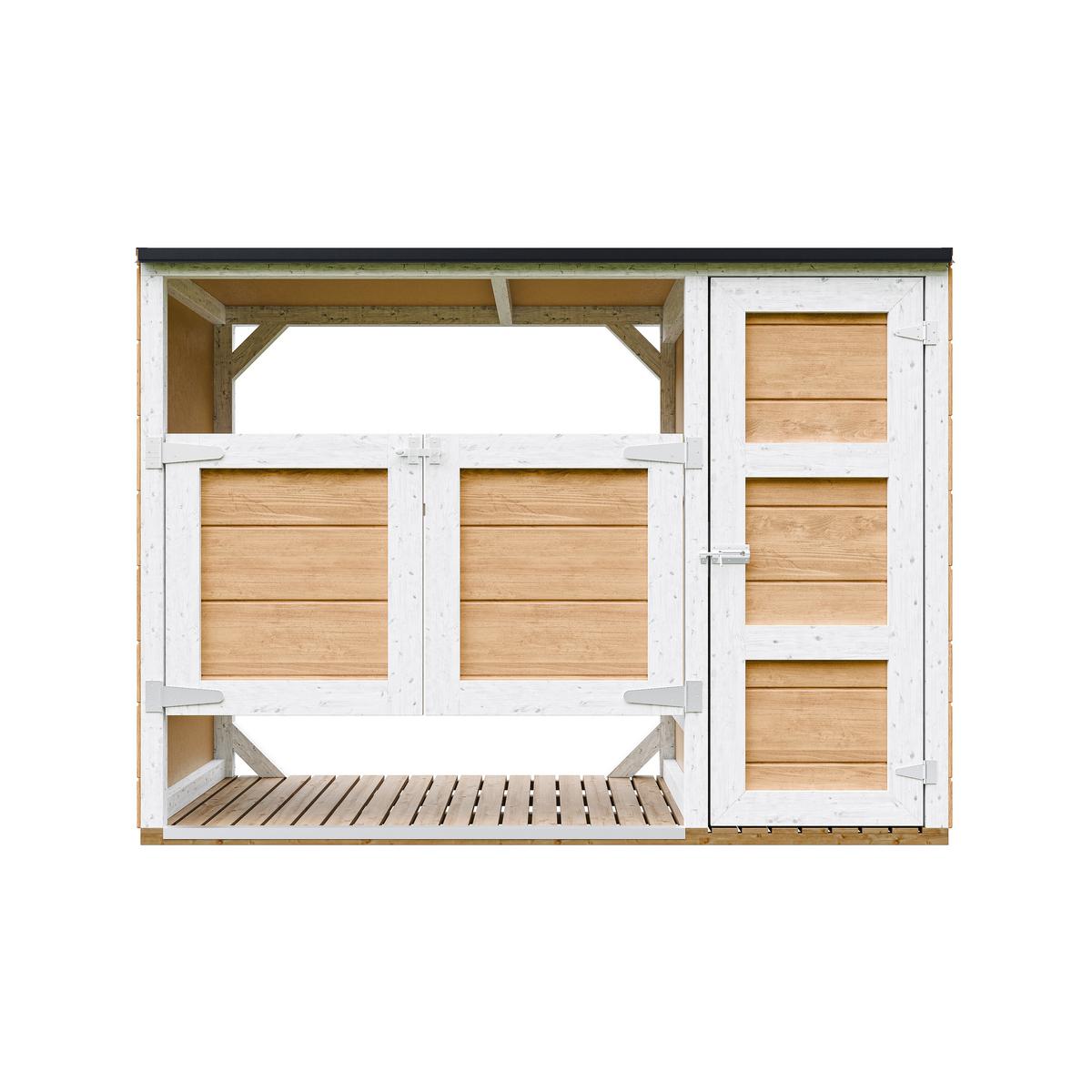 MÜLLTONNENBOX 2er 240L, M981A-HARVEST HONEY, aus wetterfestem LP Smartside Holz - Honig, Holz (217/159/75cm) - Timbela