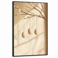 LEINWAND Bilder mit Rahmen - Beige - Osterkuchen - Eier - 100x150 - Beige, Textil (100/150cm) - MuchoWow