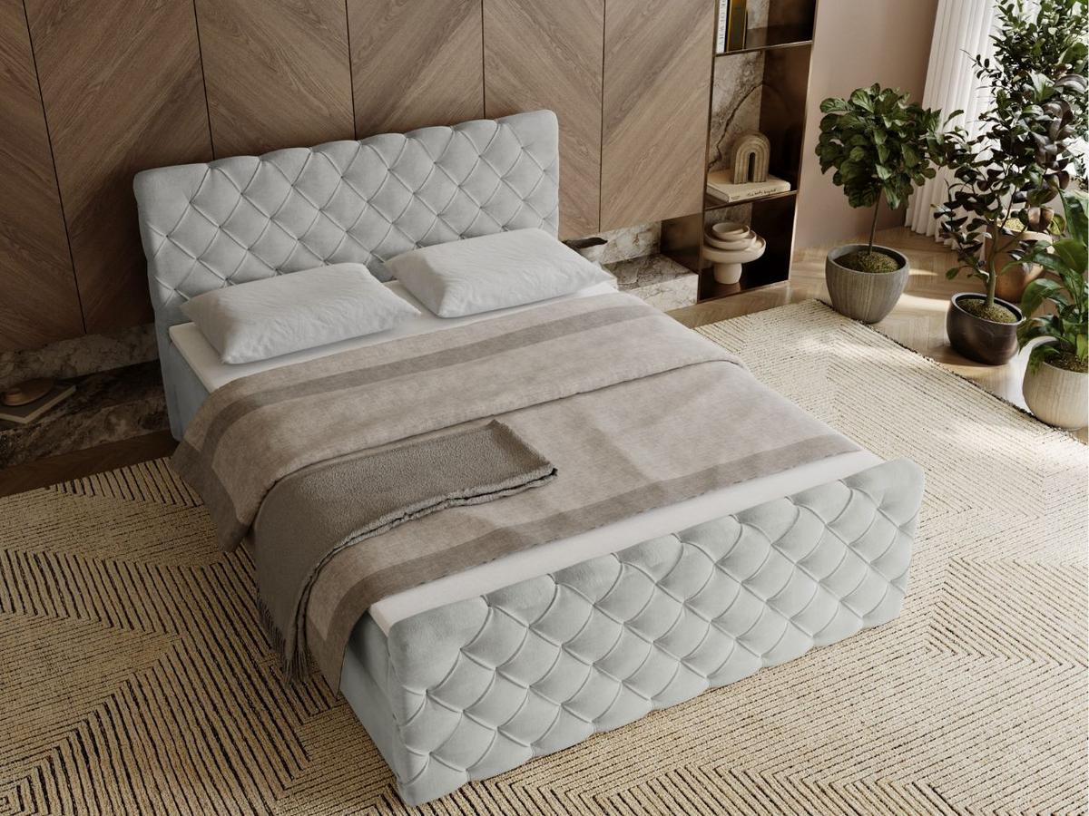 BOXBETT Lunaris 140x200 Hellgrau - Hellgrau, Holz/Textil (140/200cm) - Graingold