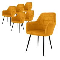 ESSZIMMERSTUHL 6er Set Senfgelb Samtbezug - Gelb/Schwarz, Textil/Metall (60/84/58cm) - ML-DESIGN