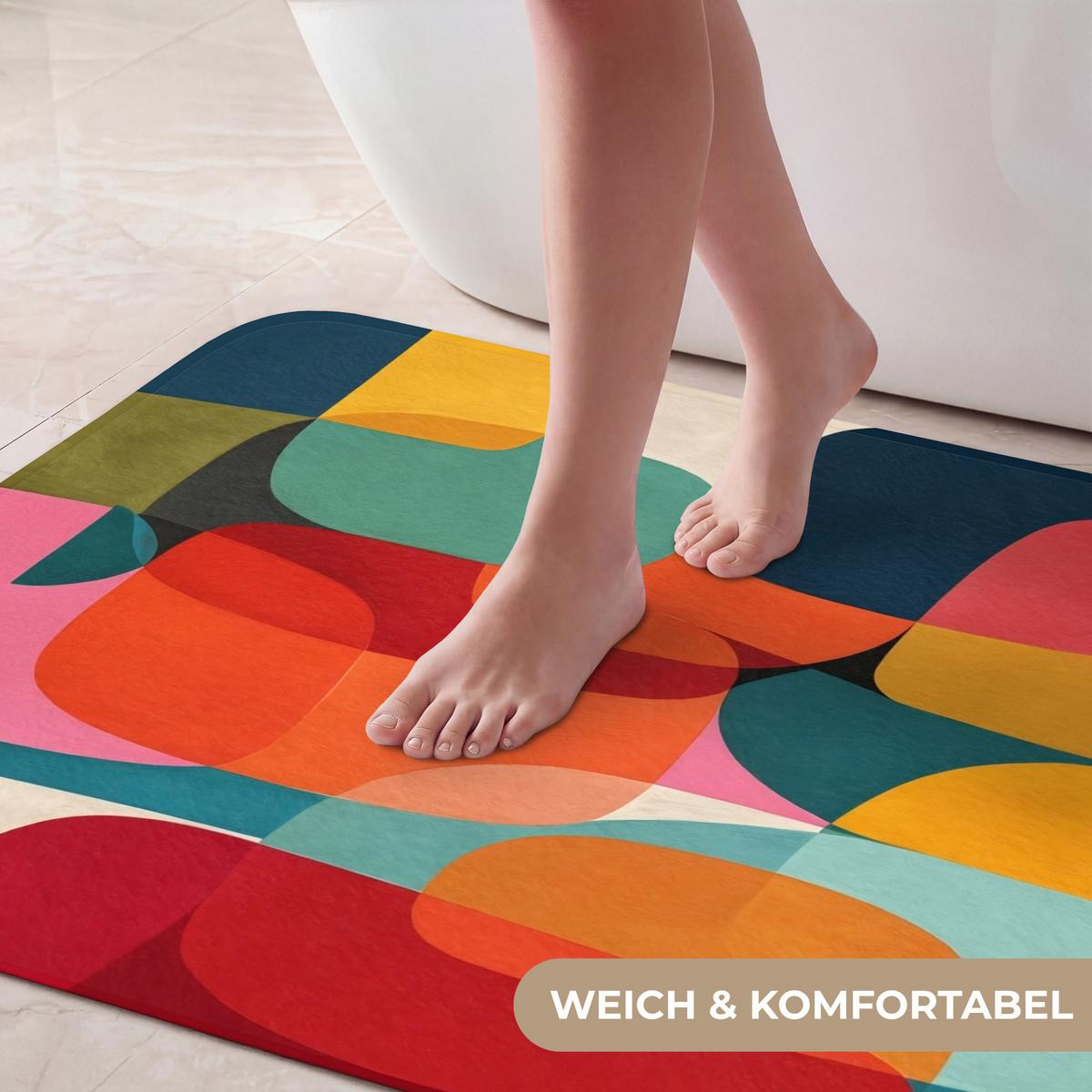 BADEMATTE Formen - Bunt - Abstrakt - Flugzeuge 60x90 cm - Multicolor, Textil (60/90cm) - OnlyWow
