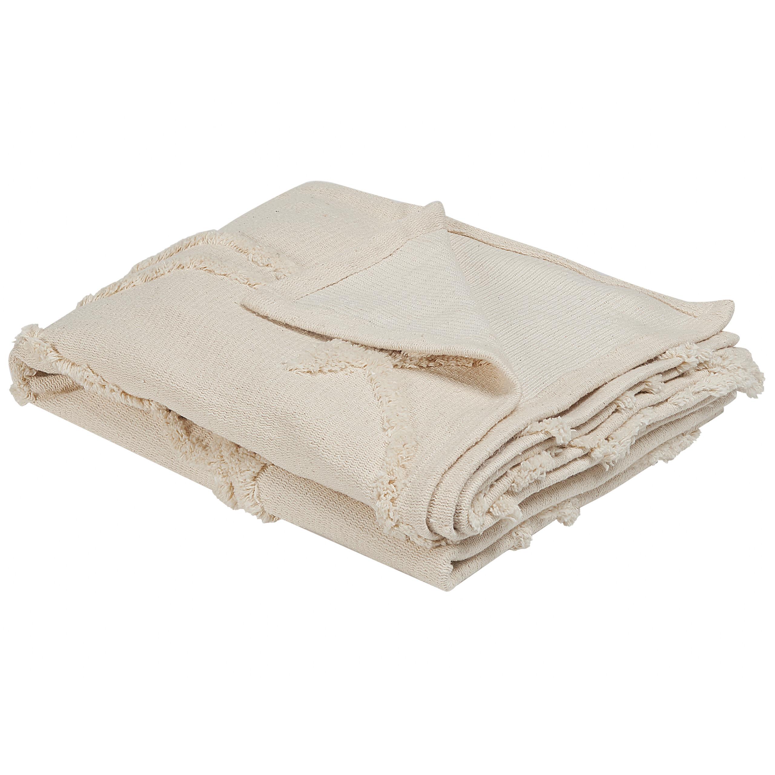 DECKE Helles Beige Acacia 125/150 cm - Beige, Naturmaterialien/Textil (125/150cm) - Beliani