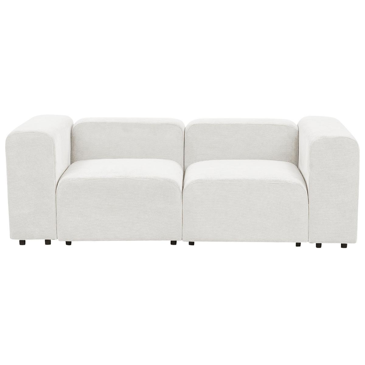 2-SITZER-SOFA Cord cremeweiß Falsterbo - Weiß, Textil (204/70/105cm) - Beliani