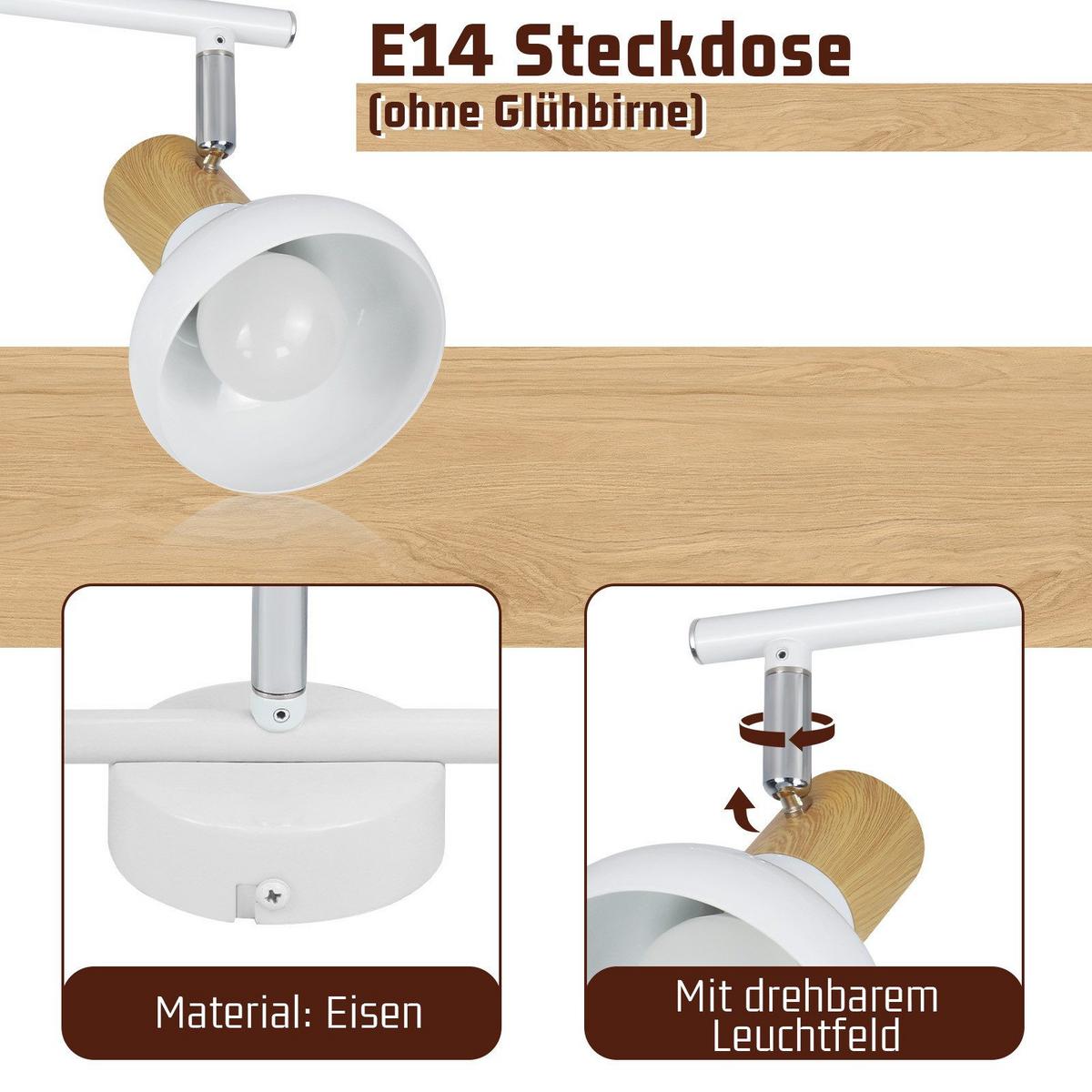 DECKENSTRAHLER Farmer 3-flammig 41.2/11/15.5 cm - Weiß, Metall (41.2/11/15.5cm) - Nettlife