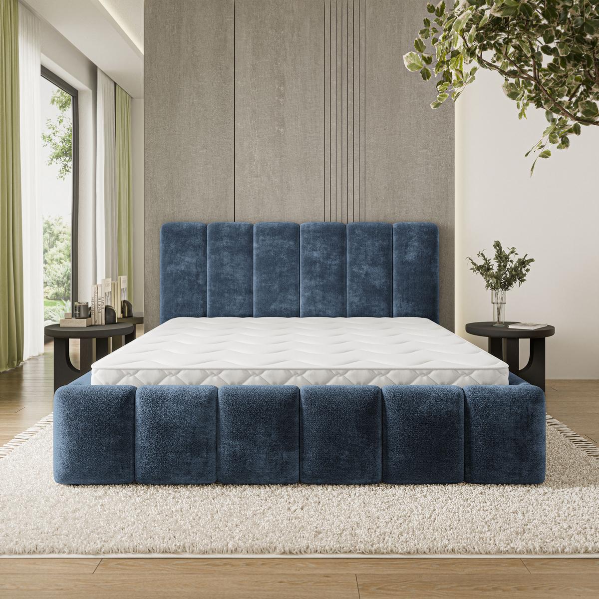 POLSTERBETT ATTORA LM 200x200 cm mit Bettkästen - Blau - Blau, Holz (200/200cm) - MASSENO