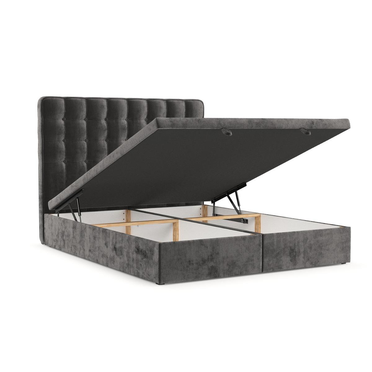 POLSTERBETT Celestia mit Stauraum 120/200 cm Stahl im Lotta Stoff - Graphitfarben/Schwarz, Holz/Holzwerkstoff (120/200cm) - AltaBeds