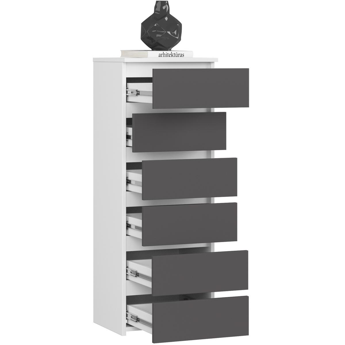 KOMMODE Weiß, Graphit Grau 109/40/35 - Weiß, Holzwerkstoff (40/109/35cm) - RAUMHIRSCH FURNITURE