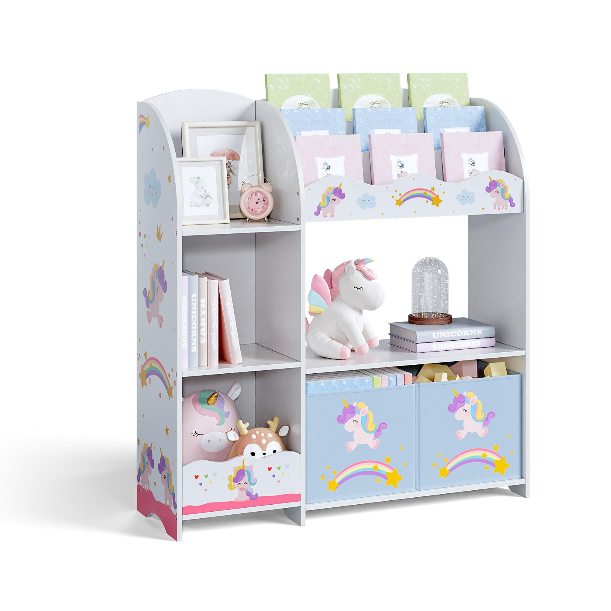 KINDERREGAL Lysekil - Lila/Weiß, Holzwerkstoff (93/100/30cm) - [en.casa]