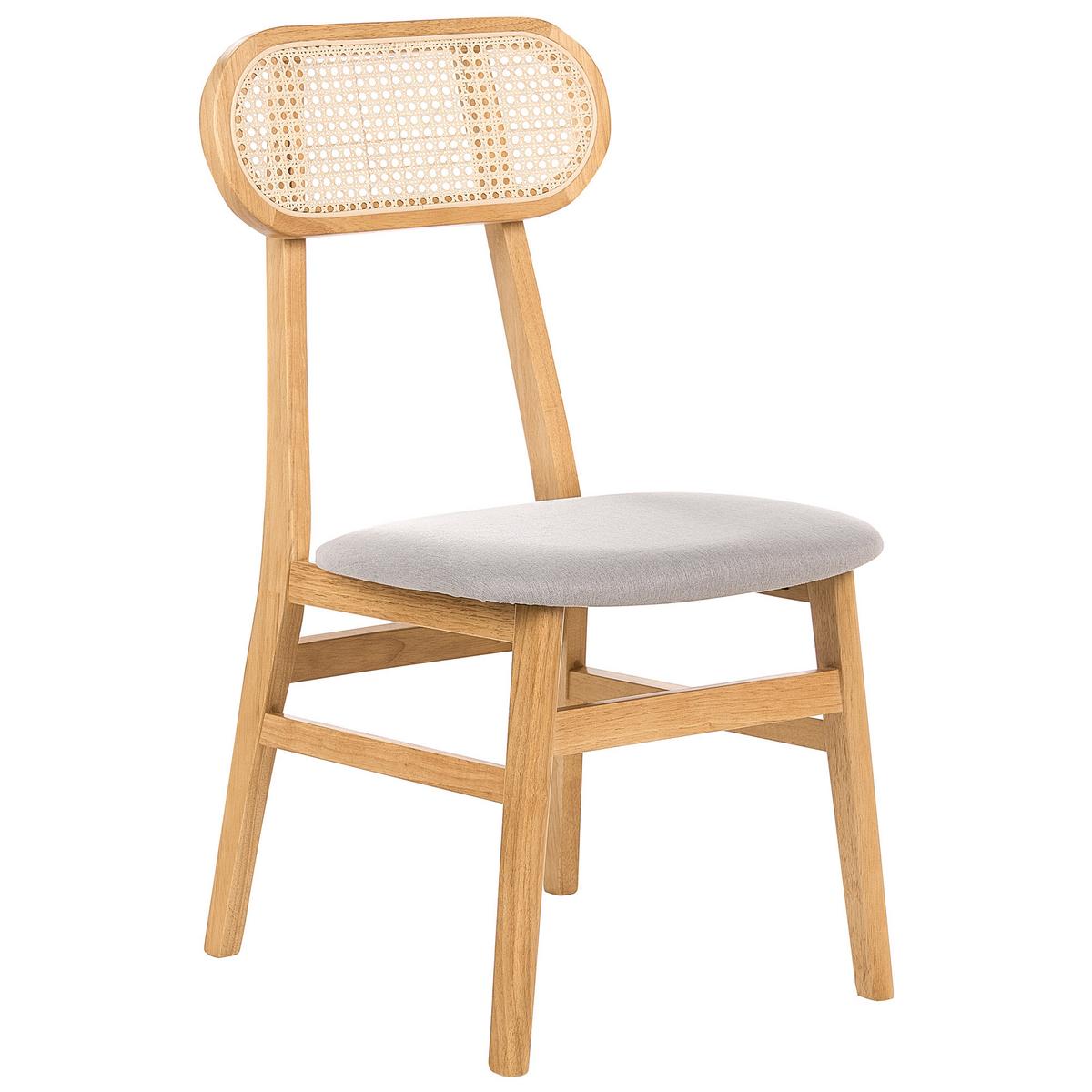 ESSZIMMERSTUHL 2er-Set Holz Hellbraun/Hellgrau Fallon - Hellgrau, Holz (47/90/50cm) - Beliani